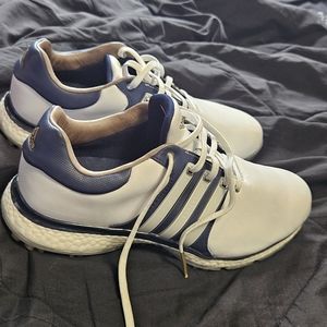 Adidas Tour360 XT-SL Spikeless white/blue golf shoes 9.5